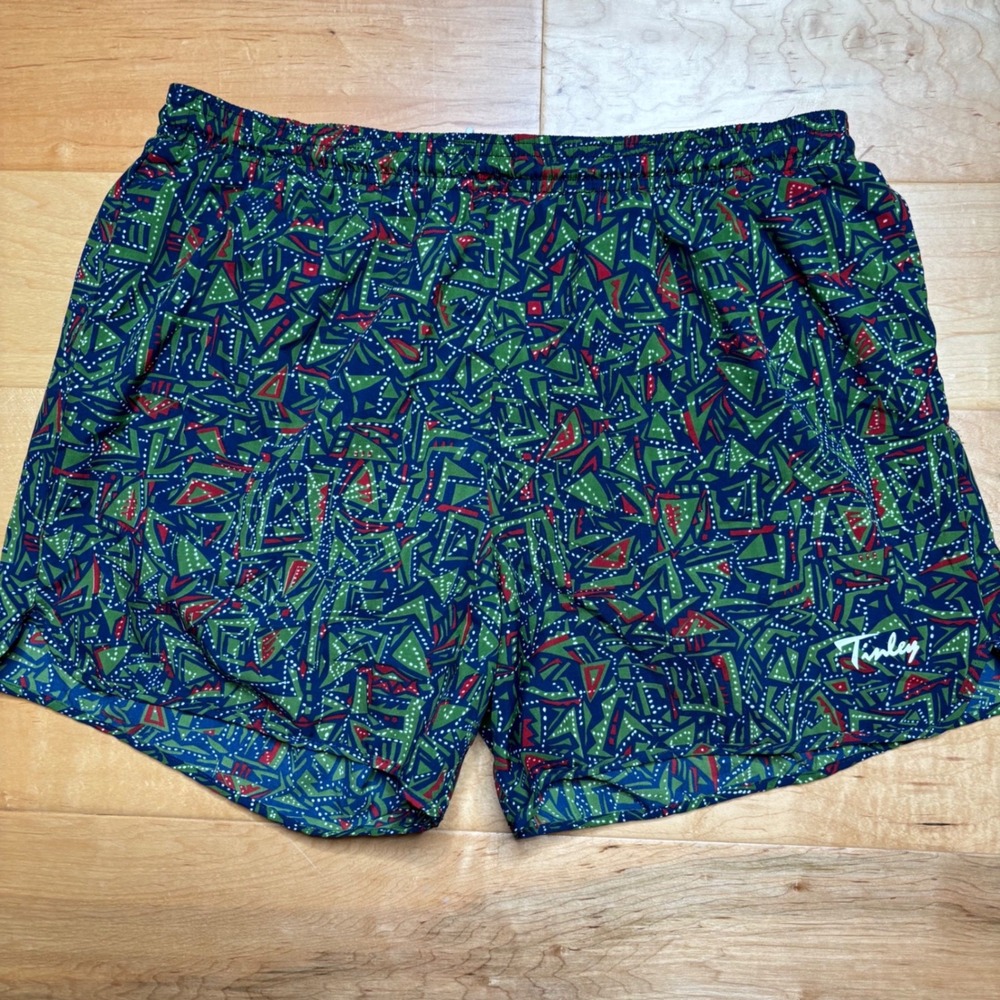 Vtg Tinley Running Shorts Women S Green Blue Geometric Abstract Print Athletic